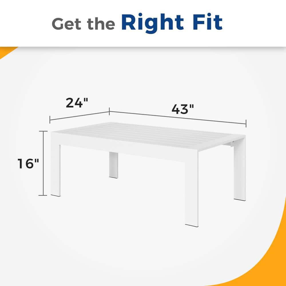 White Aluminum Modern Outdoor Coffee Table