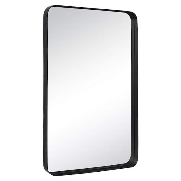 TEHOME Arthers 24 in. W x 36 in. H Large Rectangular Metal Framed Tilting Wall Mounted Bathroom Vanity Mirror in Matt Black