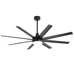 Aaron 65 in. Integrated LED Indoor Black Ceiling Fans with Light and Remote Control Included