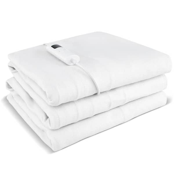 White Non Woven Fabric Machine Washable Twin Electric Blanket Pad with 9 Heat Setting and Overheat Protection
