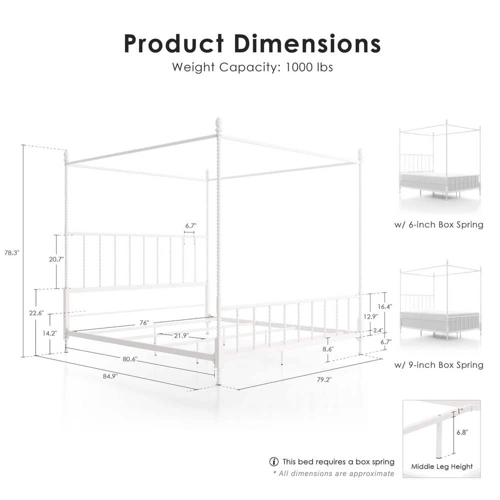Cathy Black Metal Frame King Canopy Bed with Spindle Posts - thumbnail 2