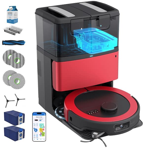 Maxim Combo Robot Vacuum with Smart Navigation in Imperial Red, with 20,000 Pa Suction, and Auto-Wash & Auto-Empty Dock