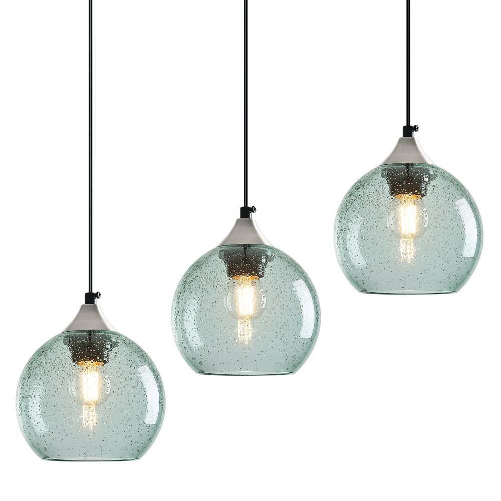 60W 3-light Light Green Glass Globe Pendant Light Modern Kitchen Island Globe For Bedroom price history on PriceWatchPro