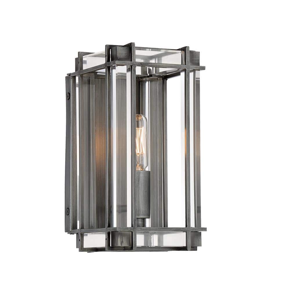 Langen Square 5 in. 1-Light Antique Nickel Wall Sconce with Clear Acrylic Accents price history on PriceWatchPro