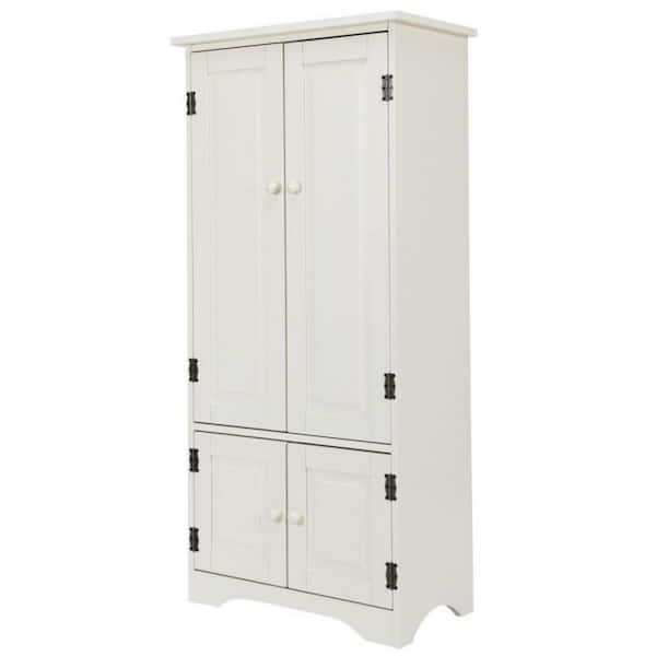 Bunpeony 24 in. W x 13 in. D x 49 in. H White Bathroom Accent Storage Linen Cabinet Floor Storage Cabinet with Adjustable Shelves