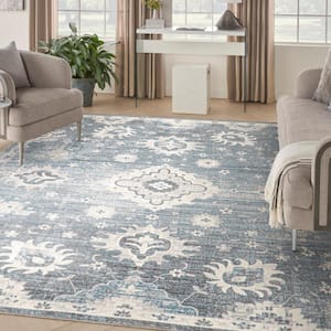 Astra Machine Washable Denim 8 ft. x 10 ft. Distressed Traditional Area Rug