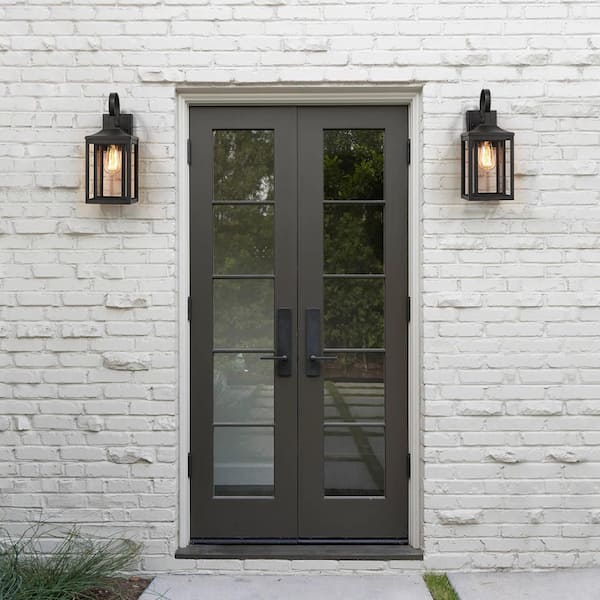 Kimberley 1-Light 15.5 in. Black Outdoor Wall Lantern Light