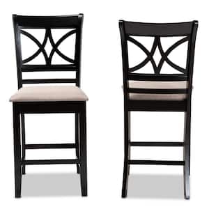 Chandler 25 in. Sand and Espresso Brown Pub Chair (Set of 2)