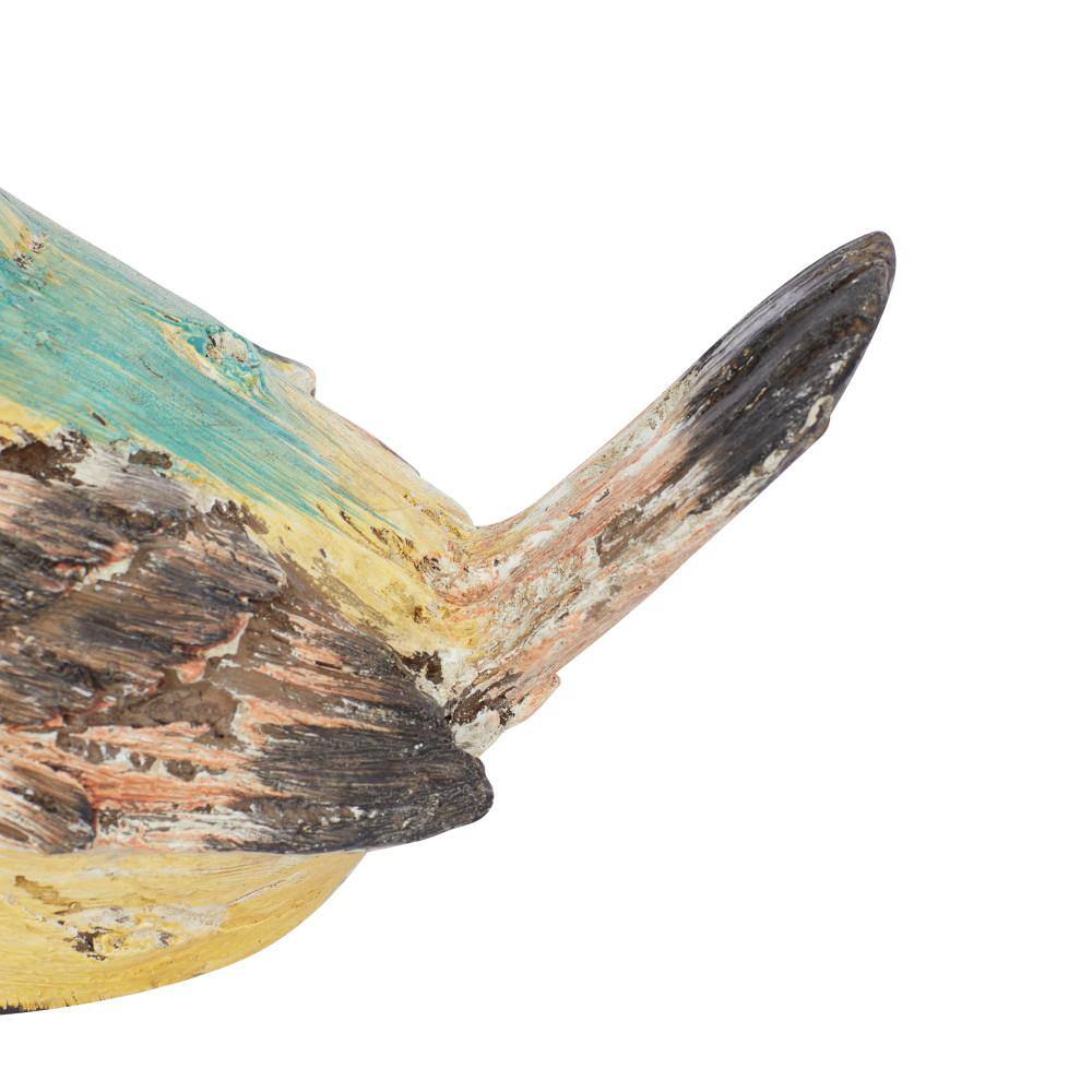 Set of Four Multi Colored Weathered Wood Bird Statues