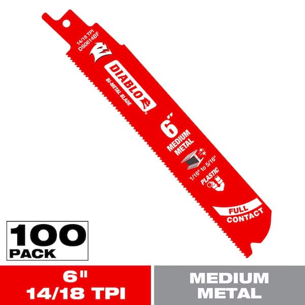 6 in. 14/18 TPI Steel Demon Bi-Metal Reciprocating Saw Blades for Medium Metal Cutting (100-Pack)