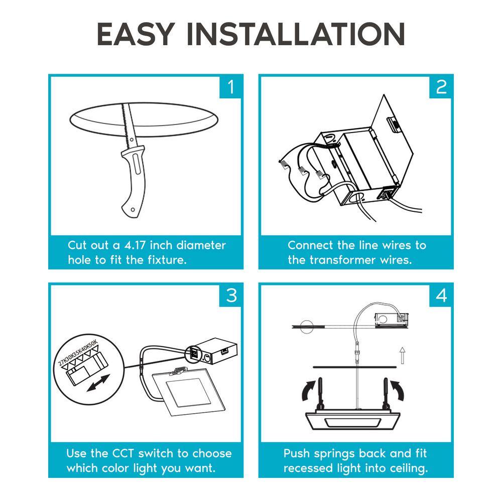 4'' Black LED Canless Recessed Lighting Kit with Switchable Color