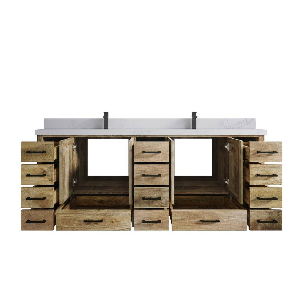 Malibu Natural Mango Double Sink Bathroom Vanity with Calacatta Nuvo Countertop