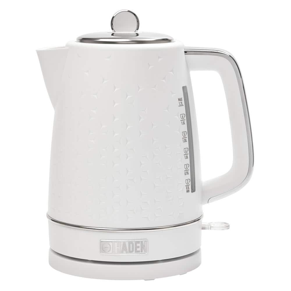 HADEN Starbeck 7 Cups White Cordless Electric Kettle with with Auto Shut-Off and Boil-Dry Protection