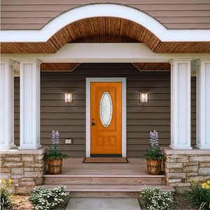 34 in. x 80 in. 3/4 Oval Lite Wendover Saffron Stained Fiberglass Prehung Right-Hand Inswing Front Door
