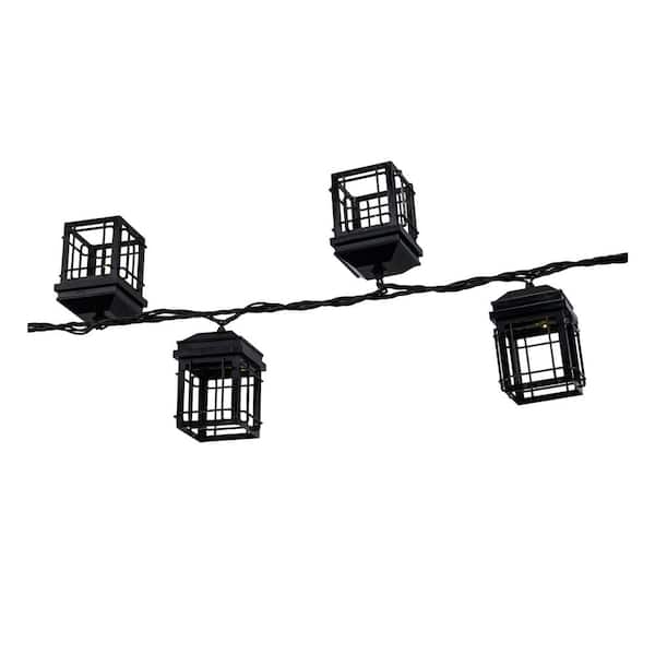 10-Light 10.25 ft. Black Indoor/Outdoor Plug-In Integrated LED Lantern String Light