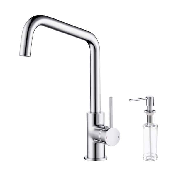 13.25 in. 360° Spout Swivel Macon Single Handle Bar Sink Faucet with Soap Dispenser in Chrome