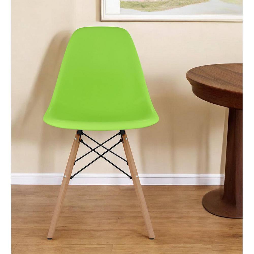 HomeRoots Green And Natural Heavy Duty Plastic And Wood Side Chair