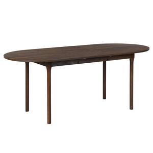 74.8 in. L Oval Walnut Wood Extendable Dining Table with Removable Self-Storing Leaf
