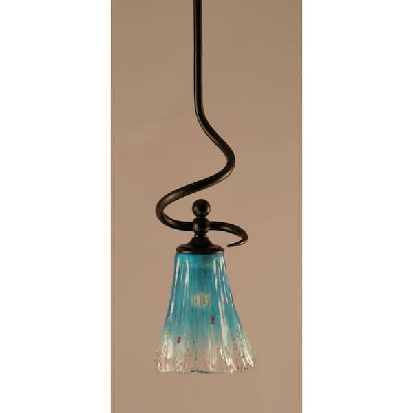 Unbranded Royale 100 W 1-Light Dark Granite Standard Mini Pendant Light with Glass Shade