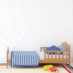Tiny Tots 2 Collection Primary Colors Matte Kids Stars Design Non-Pasted Non-Woven Paper Wallpaper Roll