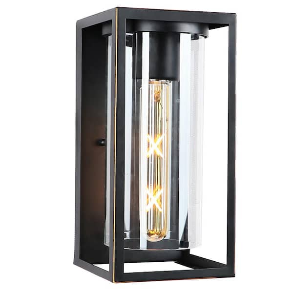 Unbranded Divina Black Outdoor Hardwired Lantern Sconce with Incandescent