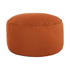 Sunbrella Canvas Rust Round Outdoor Bean Pouf 30 in. x 30 in. x 15 in.