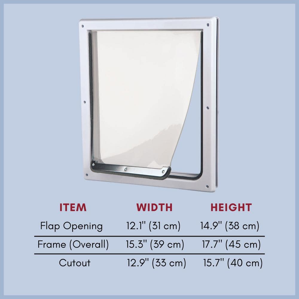 Medium White Metal Lockable Dog Door with Flap