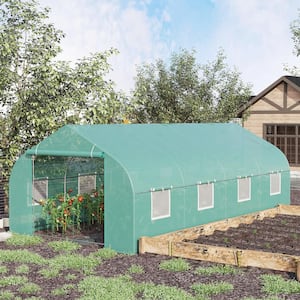 20 ft. x 10 ft. x 7 ft. Outdoor Walk in DIY Greenhouse, Tunnel Green House with Roll-up Windows, Zippered Door, PE Cover