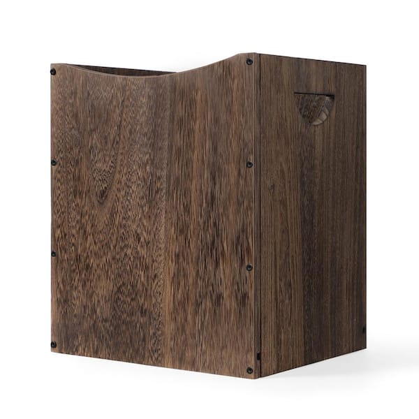 5.3 gal. Rustic Wood Trash Can Wastebasket with Handles, Brown