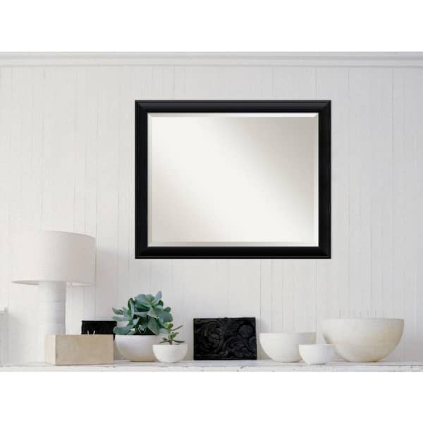 Amanti Art Medium Rectangle Satin Black Casual Mirror (25.38 in. H x 31.38 in. W)