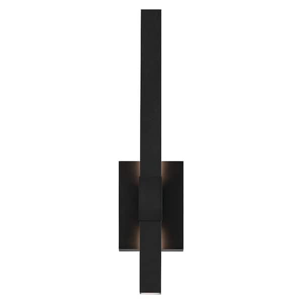 Nocar 22.25 in. 1-Light Textured Black Modern Outdoor Hardwired Wall Lantern Sconce with Integrated LED (1-Pack)