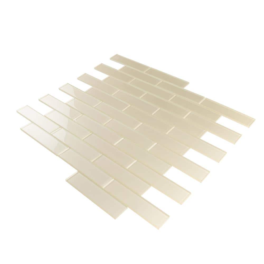 White 2x8 Glass Subway Mosaic Tile