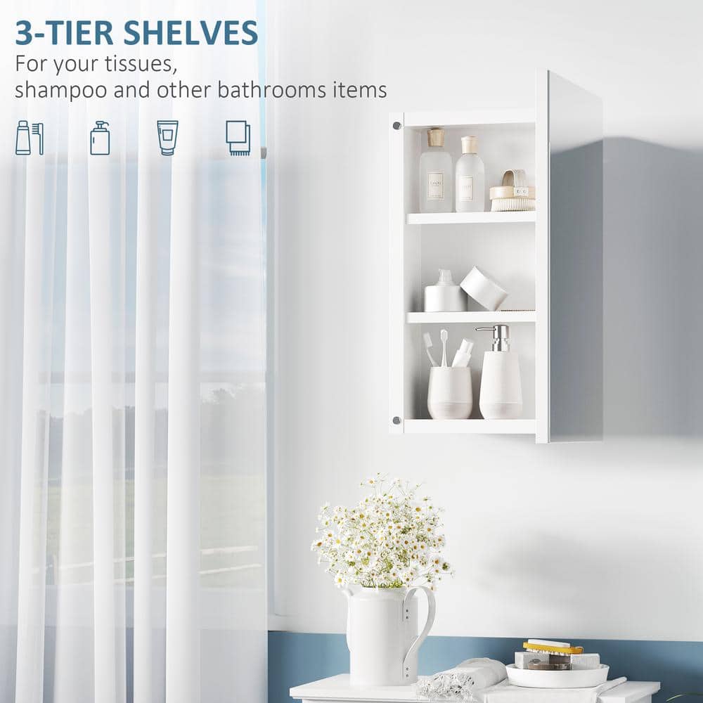 White Recessed Medicine Cabinet with Mirror and Storage Shelves