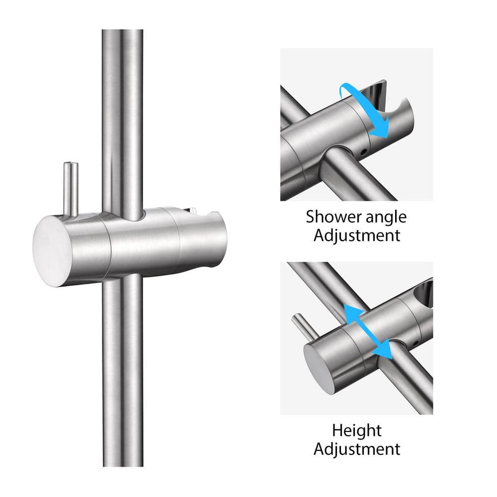 30 Inch Brushed Nickel Adjustable Slide Bar for Handheld Showerheads
