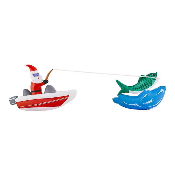 14 ft Santa in Boat Fishing Holiday Inflatable 22OC43848 - The