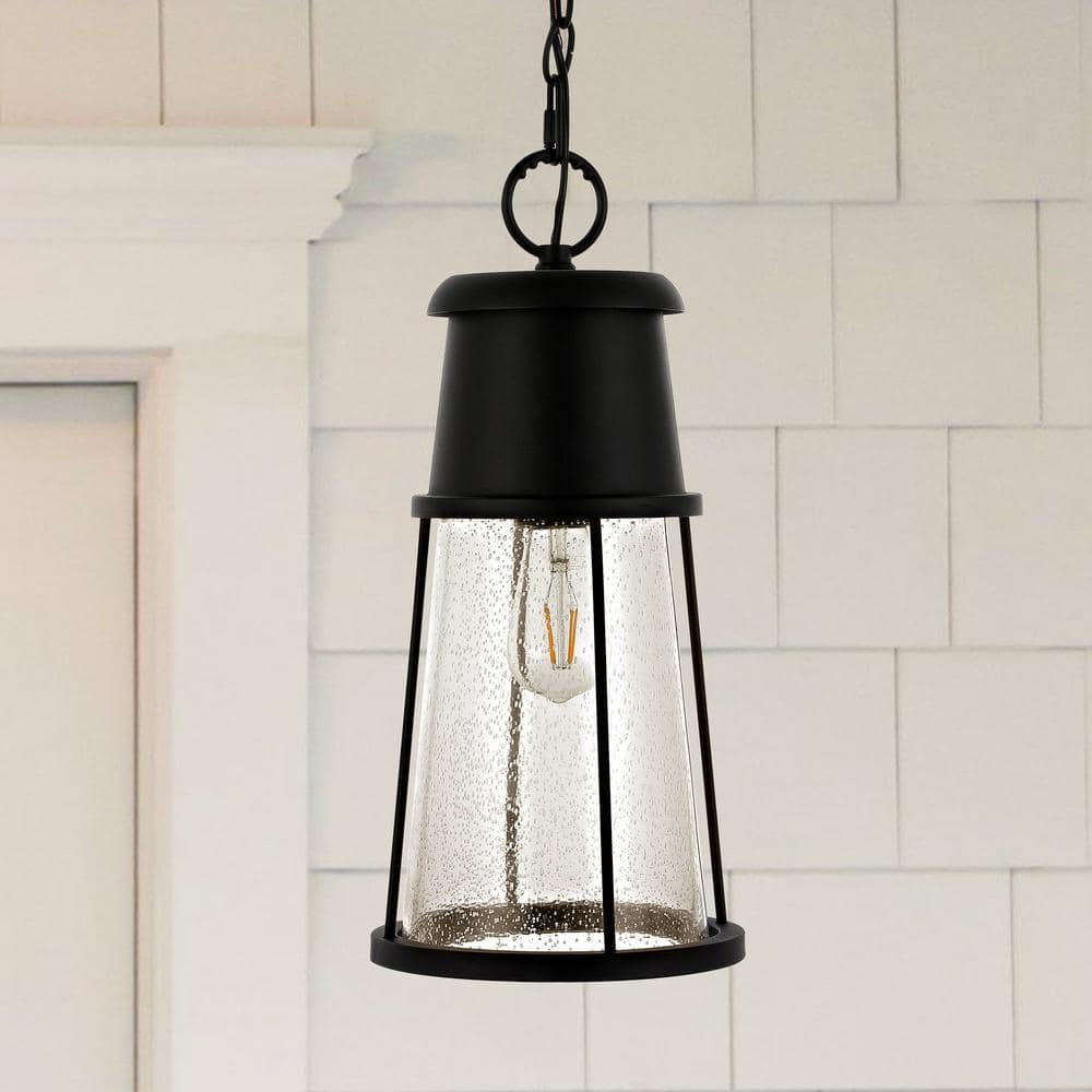 Laela 94" Black Glass LED Indoor/Outdoor Pendant Light