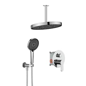 Single Handle 4-Spray Patterns 2 Showerheads Shower Faucet 1.8 GPM with High Pressure Hand Shower in Chrome