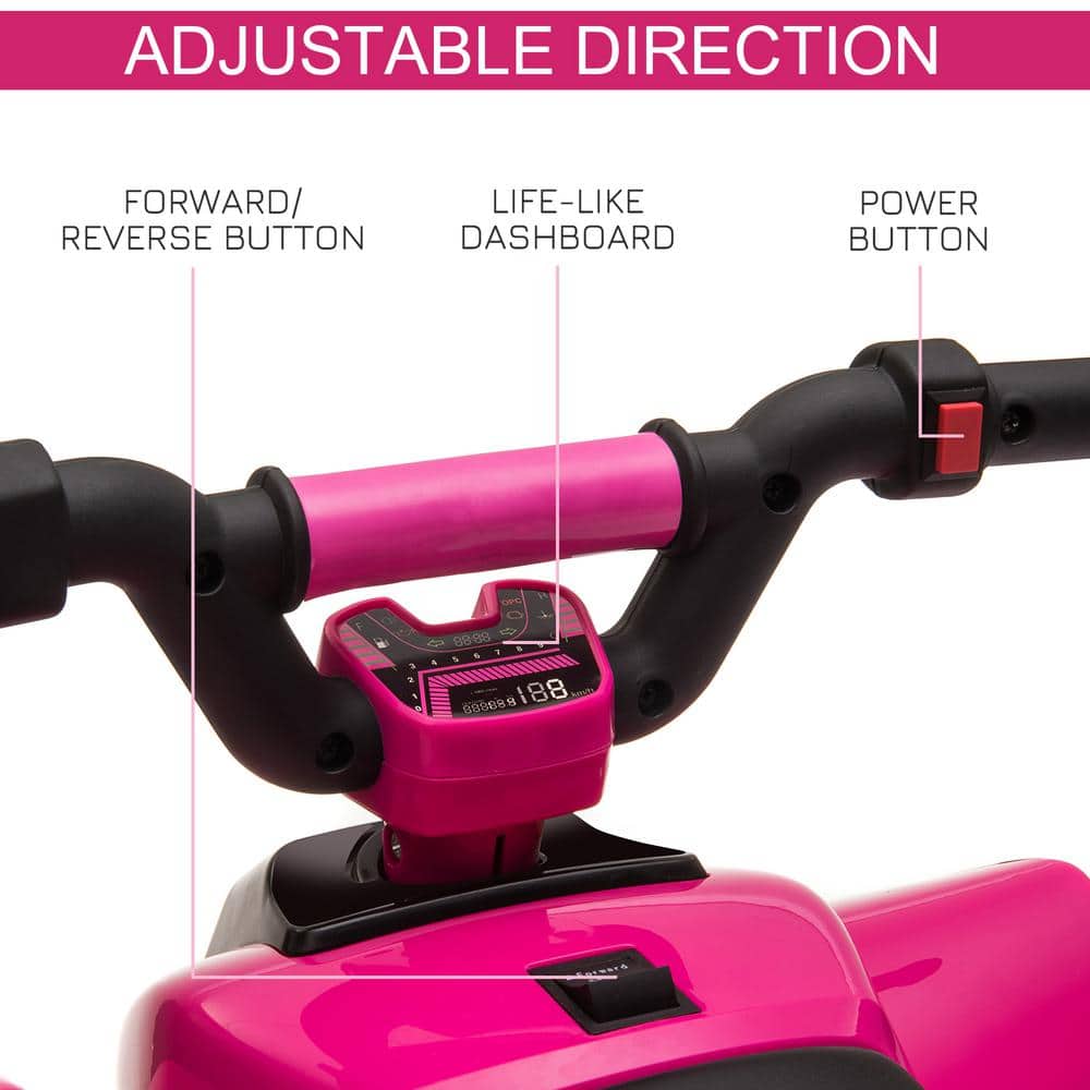 6V Pink Electric Motorized Quad with Safety Features
