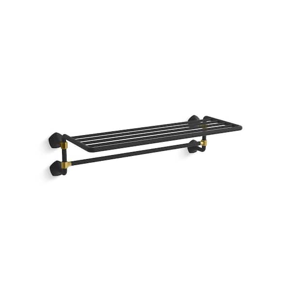 KOHLER Occasion 24 in. Wall Mounted Towel Bar in Matte Black with Moderne Brass Trim