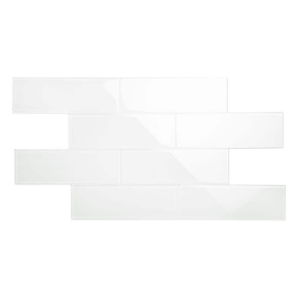Bright White Glass Subway 4" x 12" Wall Tile
