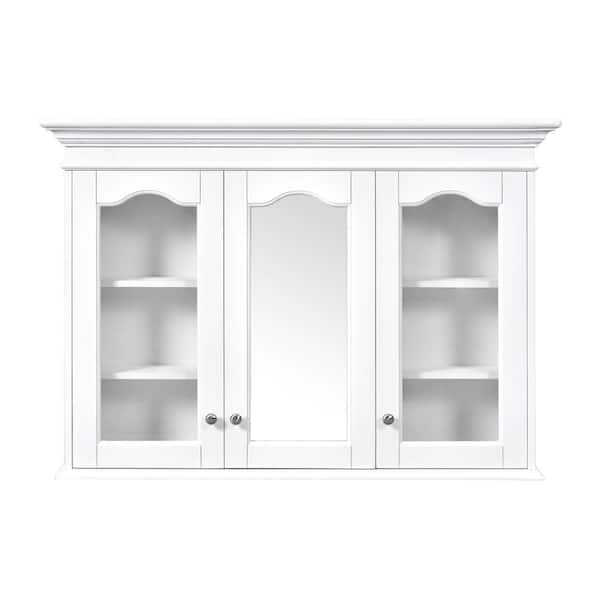 Classic 9 in. W x 40 in. D x 28 in. H Bathroom Storage Wall Cabinet in White with Mirror Door and Shelves