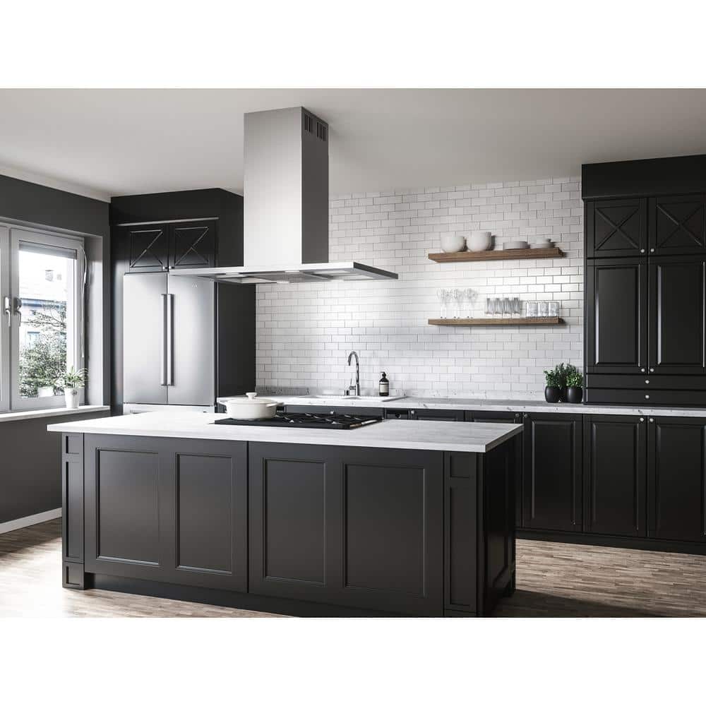 36" Stainless Steel Convertible Island Range Hood with Charcoal Filter