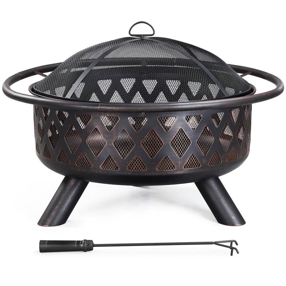 Yaheetech Outdoor Iron Fire Pit Wood Burning Heating for Bonfire Patio Backyard DYptuh0001