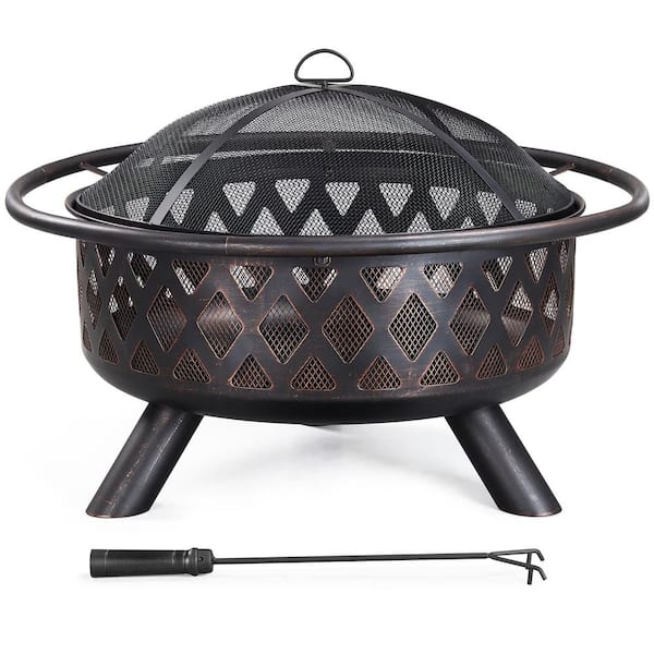Outdoor Iron Fire Pit Wood Burning Heating for Bonfire Patio Backyard