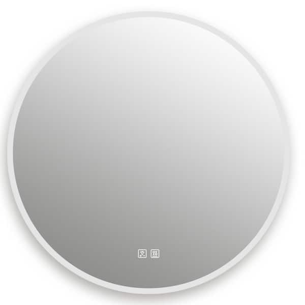 HOMLUX 48 in. W x 48 in. H Round Frameless LED Light with 3-Color and Anti-Fog Wall Mounted Bathroom Vanity Mirror