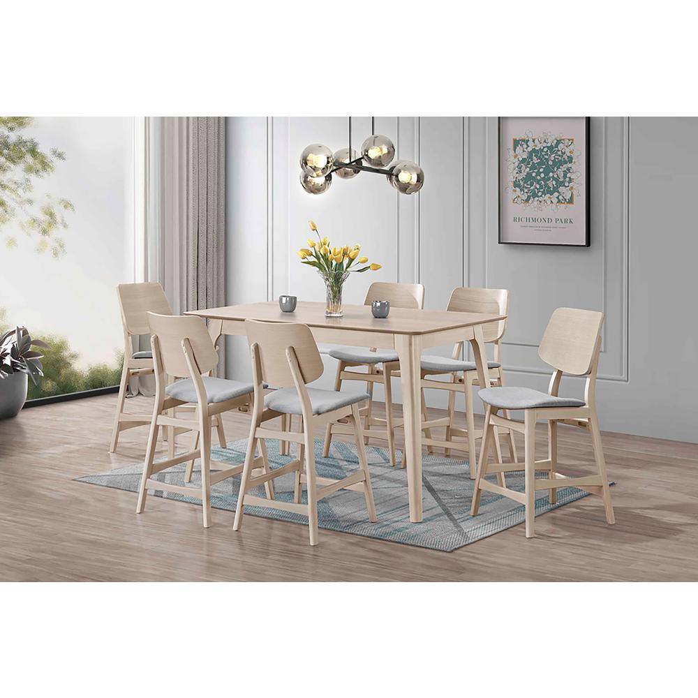 Oscar 7-Piece White Ash Wood Counter Height Dining Set
