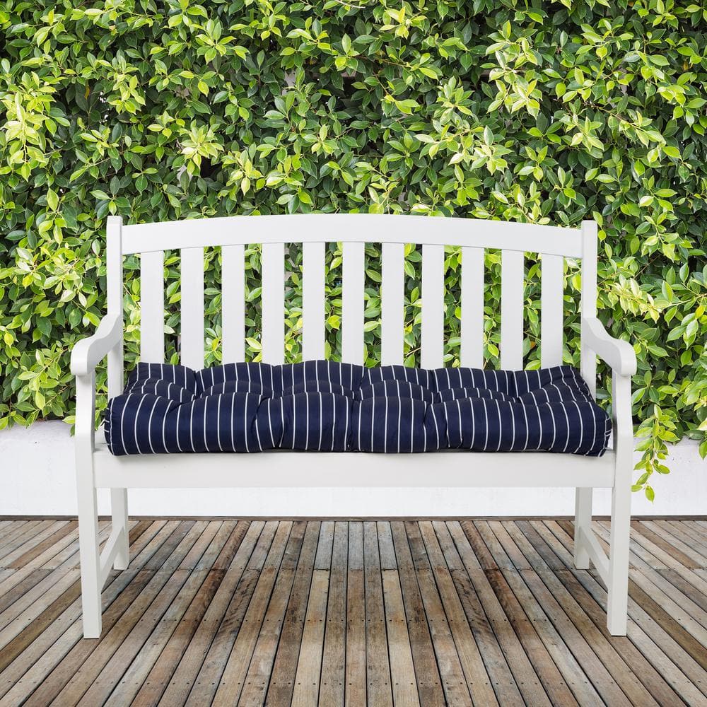 Classic Accessories 42 In. W Rectangular Patio Bench Cushion In Classic Navy Stripe 62 276 015501 Ec