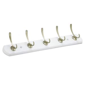 21-1/2 in. (545 mm) White and Matte Nickel Transitional Hook Rack