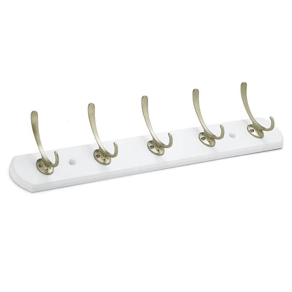 Richelieu Hardware 21-1/2 in. (545 mm) White and Matte Nickel Transitional Hook Rack