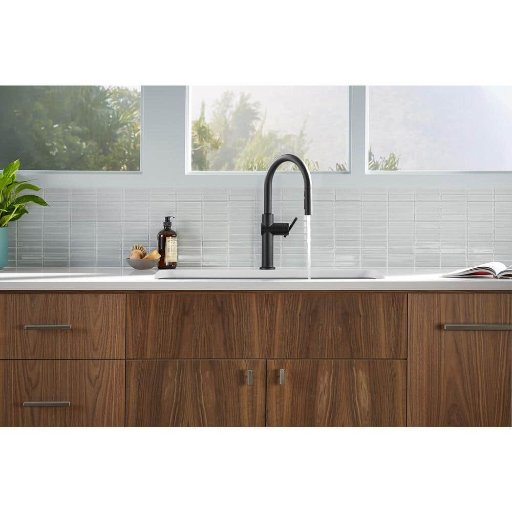 Matte Black Touchless Pull-Down Kitchen Faucet with Spray